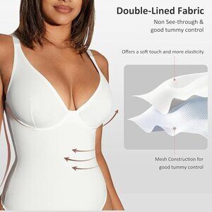 White Body Suits Women Tummy Control